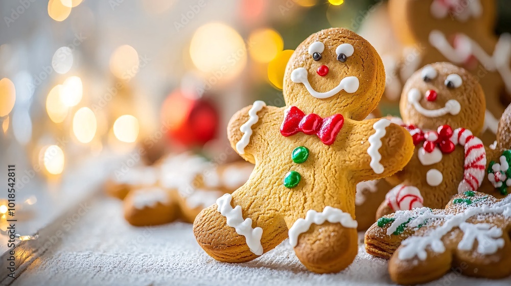 Poster photorealistic with side space for letters card mock-up surrounded by christmas cookies and gingerbr