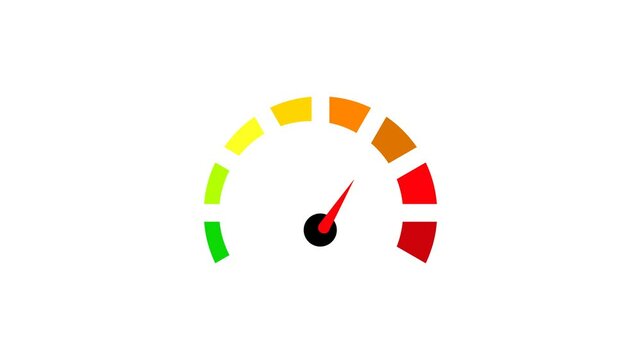 Animated speedometer gauge call vector icon. Speed dial indicator. Low and high barometer, dashboard with arrows. With transparent background, 4k footage.