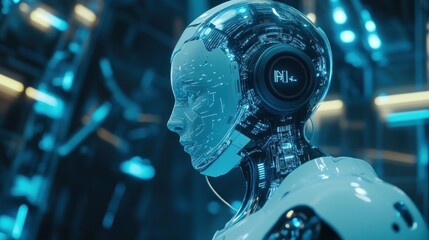 High-tech digital robot with intricate circuit design