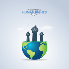 International Human Rights Day. Creative Human Rights Day. Human Rights creative design for banner, poster, and 3D Illustration.