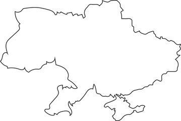 Isolated Ukraine  Outline map . Vector illustration of black line drawing map, linear