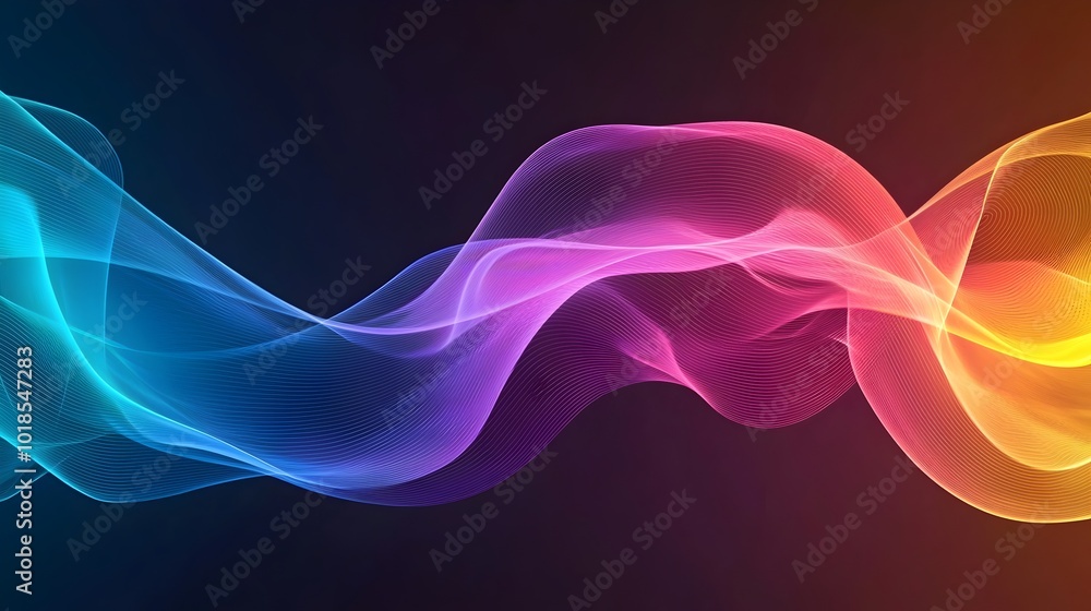 Poster dynamic glowing rainbow trails - futuristic abstract background with smooth gradients and geometric 