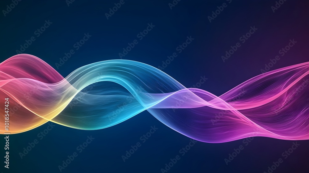 Poster dynamic glowing rainbow trails in futuristic geometric patterns - abstract background with smooth gr