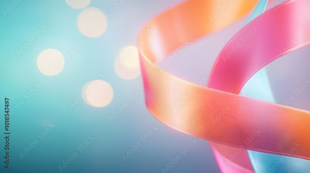 Aufkleber luminous beams bending into colorful ribbons - surreal abstract background with atmospheric vibes fo