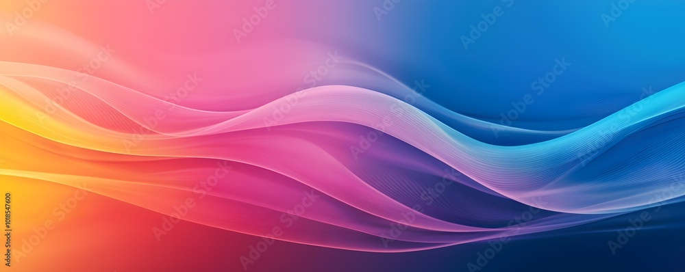 Aufkleber dynamic flowing rainbow light trails - surreal abstract background with glowing layers and smooth gr