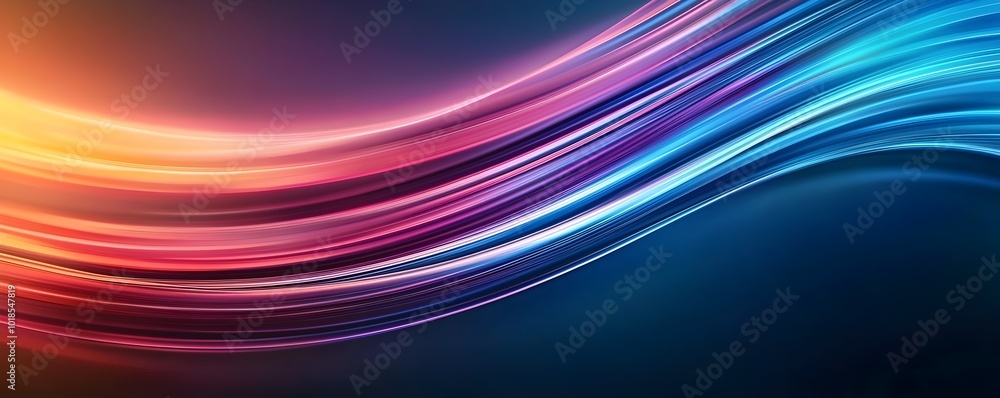 Poster radiant spectrum flow - contemporary abstract background with dynamic light arcs and vibrant color g