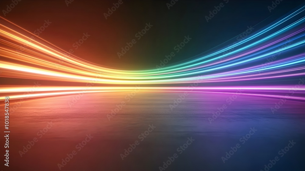Poster enchanting rainbow light trails - ethereal abstract background with soft radiant transitions and uni