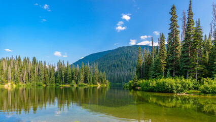Majestic mountain lake in Canada. Lightning Lake in Manning Park in British Columbia. Lake Trail...
