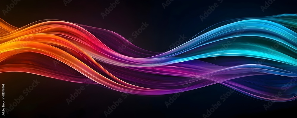 Poster radiant swirls of colorful light - abstract dynamic background with shimmering arcs and prismatic fl