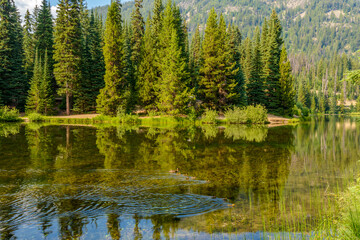 Majestic mountain lake in Canada. Lightning Lake in Manning Park in British Columbia.