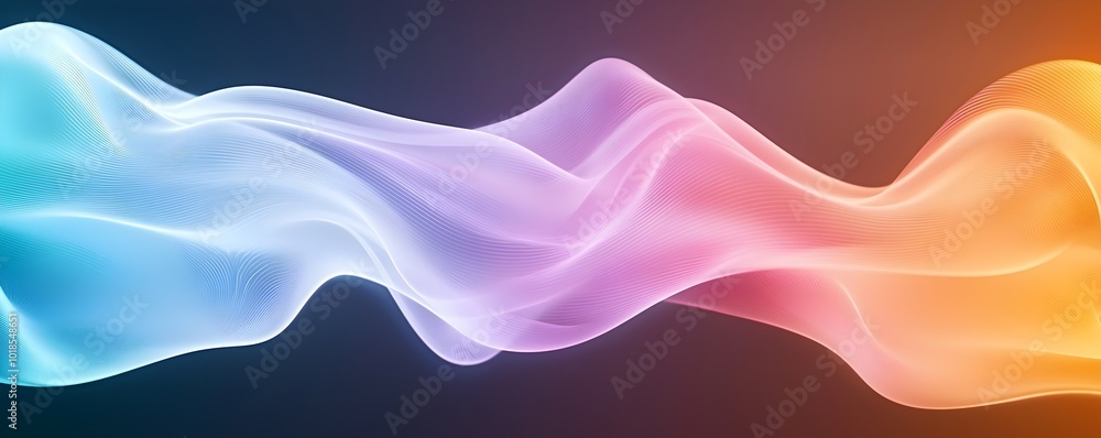 Aufkleber radiant flowing rainbow trails over dynamic smooth forms - futuristic abstract background with vibra