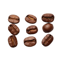 High-Resolution Photograph of Coffee Beans on Transparent Background for Design Overlay and Food Projects - Isolated PNG Image