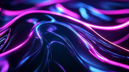 Fototapeta premium Abstract Neon Background with Glowing Shapes. AI generated illustration