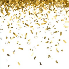 A vibrant display of gold confetti falling from the top, perfect for celebrations and festive events.