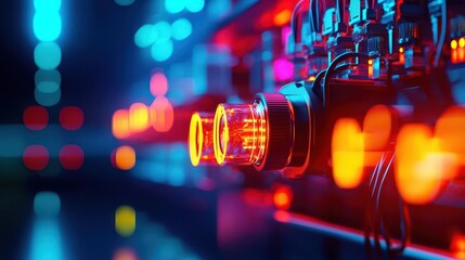 Macro shot of a smart grid s load balancing system, distributing energy efficiently throughout the city