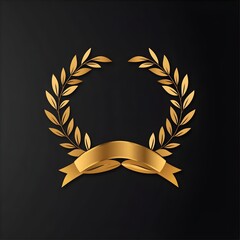 Elegant and Sophisticated Gold Laurel Wreath Emblem Logo,Symbolizing Achievement,Triumph,and Commemorative Milestones