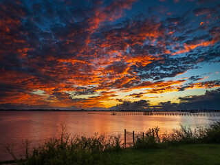 Sunset cloudscape over the bay in St. Andrews Florida, Panama City, Florida