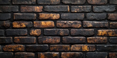 Naklejka premium Dark Brick Wall With Subtle Golden Hues