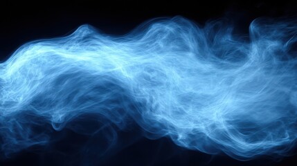 Obraz premium Abstract Swirling Blue Smoke on Black Background