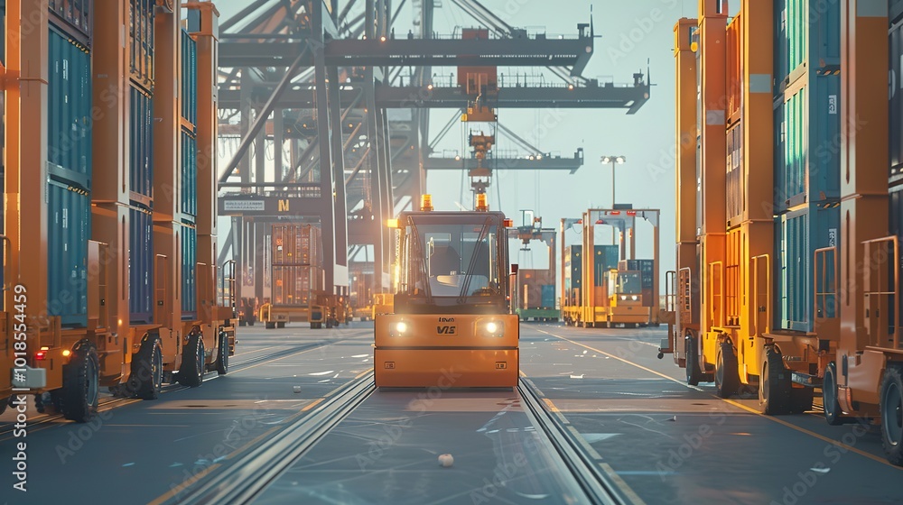 Poster smart port with automated container handling and electric vehicles