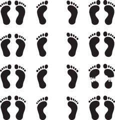 Human Footprint bundle girl and woman vector silhouette art of illustration Human step and white background