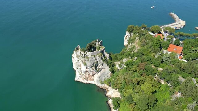 Duino Castles and Cliffs from Above. Dreamy Images Suspended Over the Sea.