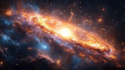 Naklejka premium Close-up view of spiral galaxy's glowing center