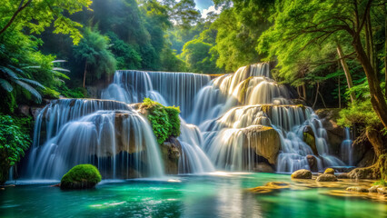 Obraz premium Stunning view of a beautiful waterfall in a picturesque location