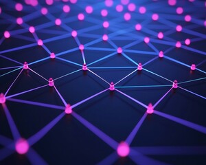Abstract network connection with glowing nodes on a dark background.