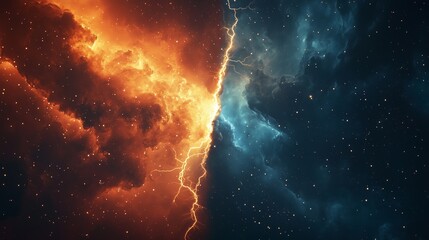 cosmic versus background with glowing lightning strike, Generative Ai