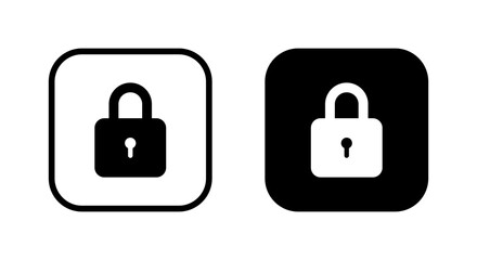 Padlock, lock icon on black square. Security, privacy concept