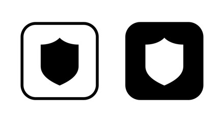 Shield icon on black square. Secure guard concept