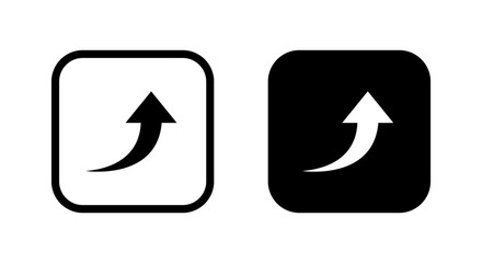 Rising arrow icon on black square. Business profit growth concept
