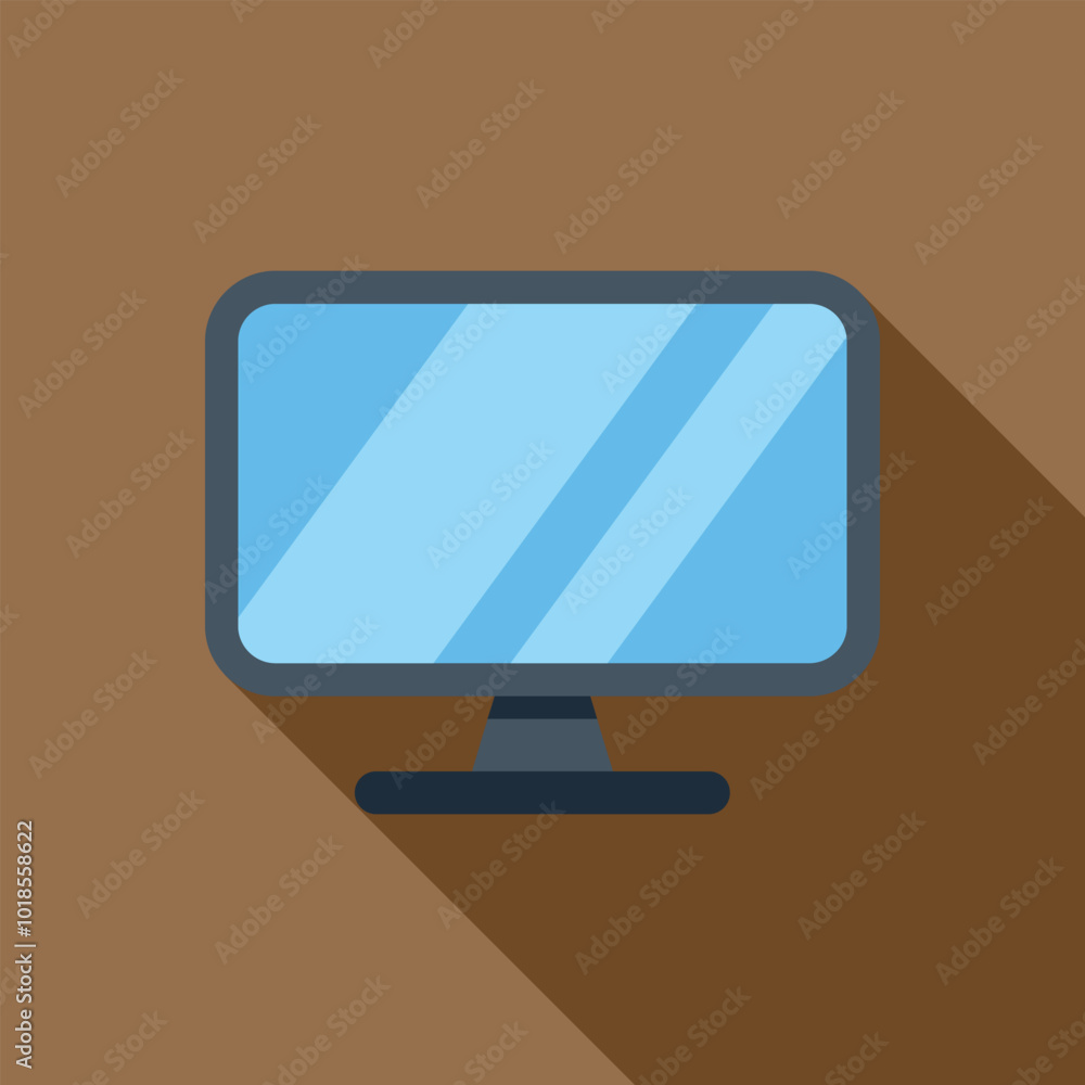 Poster modern computer monitor displaying a blank screen with a long shadow