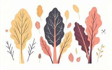 Colorful autumn leaves in various shapes and sizes arranged on a soft background