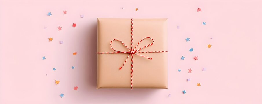 Vintage Brown Paper-Wrapped Parcel with String - Classic Flat Design Illustration for Retro Packaging and Gift Concepts