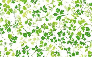 Culinary herbs with intricate green patterns featuring various leafy textures on a white background