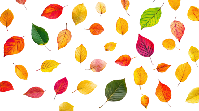 colorful autumn leaves transparent background