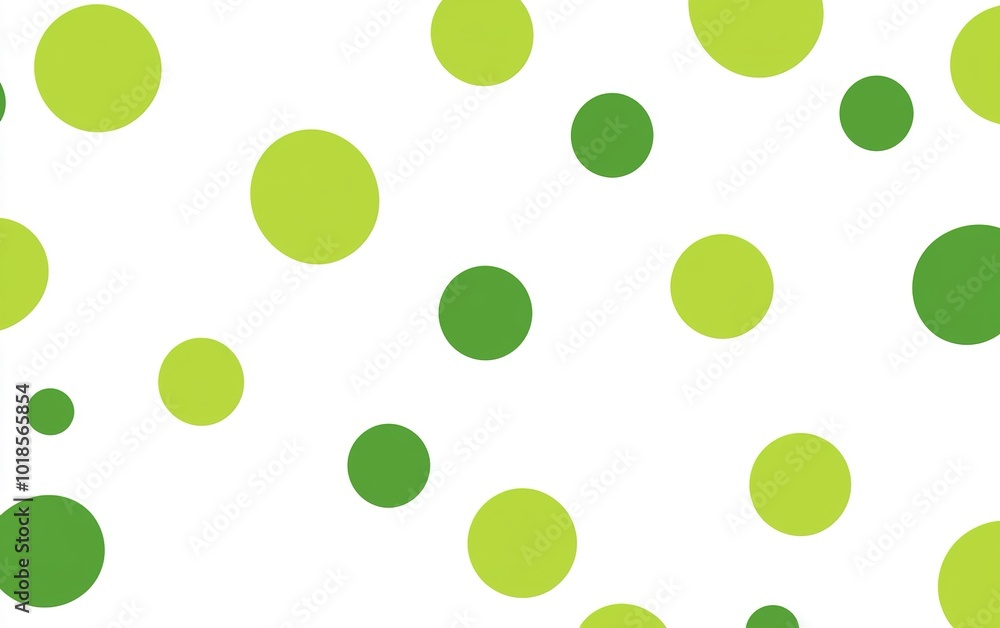 Poster pattern of green circles on a white background showcasing various sizes and tones in an abstract des