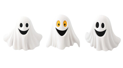 Fototapeta premium Halloween ghosts isolated on white transparent