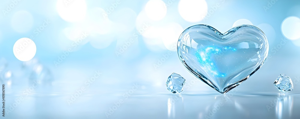 Poster galactic crystal heart with swirling nebula patterns - a captivating reflection of infinite celestia
