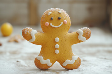Dancing gingerbread man portrait close up 

