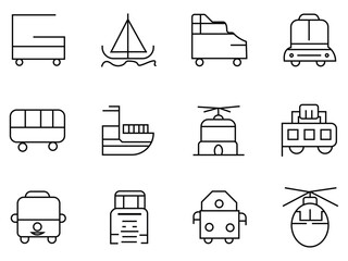 Transportation thin line icons set 