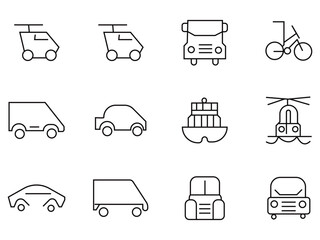 Transportation thin line icons set 