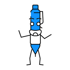 mascot pen character line icon vector. mascot pen character sign. isolated symbol illustration