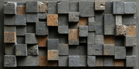 Abstract Pattern of Irregularly Shaped Stone Tiles in a Geometric Configuration