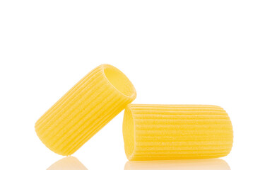 Uncooked cannelloni pasta made from durum wheat, macro, isolated on white background.