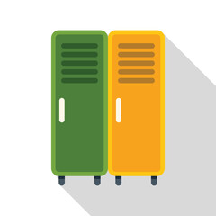 This vector illustration features two colorful school lockers, perfect for projects related to education, childhood, or school life