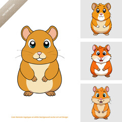Cute Hamster Logotype Vector Art Set Design on White Background