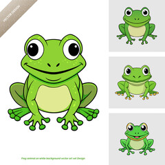 Frog Animal  Vector Art Set Design on White Background